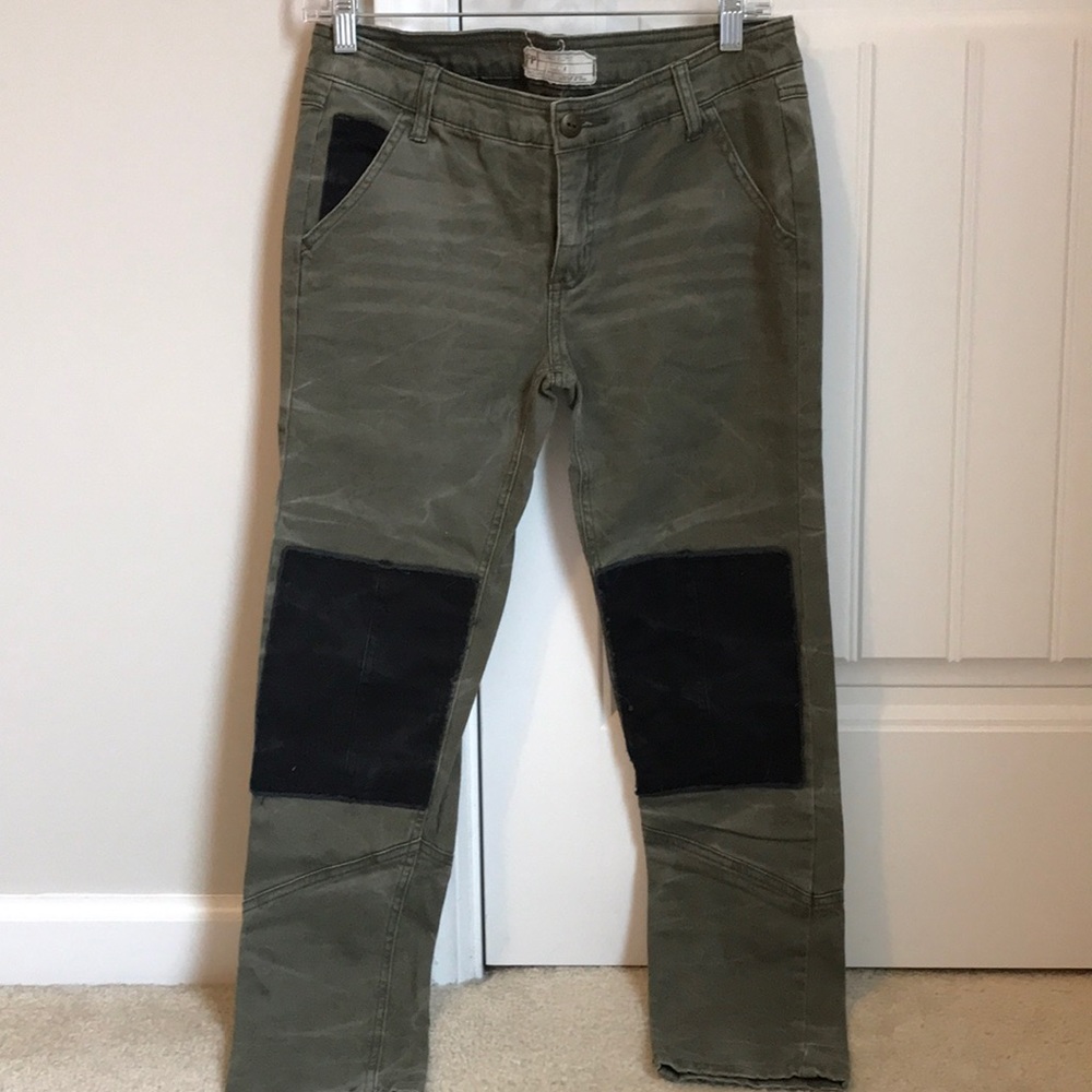 Free People Distressed Patchwork Army Pants